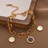 Pulsera de acero de titanio de moda estilo coreano, cadena de doble capa, lujo ligero, simple, elegante, números romanos, pulsera de lujo de alta calidad para mujer
