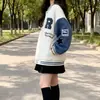 Chaqueta de béisbol de forro polar retro americana para mujer, nueva de otoño e invierno, estilo coreano, versátil, holgada, para estudiante, top de moda