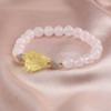 Nuevo Pulsera de Círculo Único Pixiu de Cristal Rosa y Jade Blanco Chino Pulsera de Círculo Único Pixiu de Cristal Rosa y Topacio Moda Simple