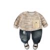 Conjunto de Otoño Ropa Elegante para Niños Nuevo Bebé Niño 2025 Primavera y Otoño Sudadera con Letra Pequeña Conjunto de Dos Piezas Moderno