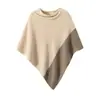 Estilo de Diseño de Nicho~2026 Estilo Coreano Otoño/Invierno Nueva Llegada Chal para Mujer Bloqueo de Color Tejido Cálido Capa