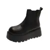 Botas Chelsea de sola grossa, nova coleção outono/inverno 2026 feminina, botas Martin com forro de fleece, botins estilo britânico, botas que aumentam a altura
