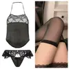 Lingerie sedutora de renda retrô sexy, faixa para a barriga, roupão de dormir apaixonado, conjunto de uniforme de renda com amarração na virilha aberta, disponível para atacado qqny