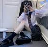 [Punto] Accesorios de Tía Barbie "Sentimiento Juvenil monja" Corbata Moda Joker Rayas Marrones