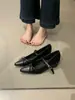 Zapatos Mary Jane Negros con Punta Francesa y Lazo para Mujer 2026 Otoño/Invierno Nuevos Zapatos de Vestir con Una Correa Versátiles Aumentadores de Altura Interior