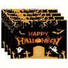Nova Série de Jogos Americanos de Linho para Halloween, Ação de Graças e Colheita de Outono, Jogo de Mesa Combinado, Decoração de Mesa para Restaurantes e Feriados, Utensílios de Mesa para Casa
