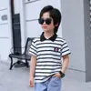 Camiseta Rayada para Niños Verano Camisa Polo con Cuello Camisa Redonda de Modal Top Camisa Base de Manga Corta para Niño Guapo