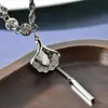 Collar con Borla de Hoja de Ginkgo de Cristal Shu Venta Directa de Fábrica Personalizado para Mujer, Cadena de Clavícula de Moda Estilo Coreano de Nicho de Gama Alta para Mujer