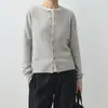 Cardigan de Botones Estilo Lujo Ligero CES / Chaleco de Cuello Profundo en U para Superponer / Cuello Barco Cardigan de Punto de Manga Larga Estilo Suave