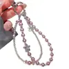 Colgante de Perla de Cristal Suave y Elegante Cadena para Teléfono Móvil Llavero de Nudo de Lazo Estrella de Cinco Puntas Cadena Doble Accesorios Modelo Nuevo 2026