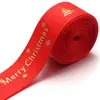 Fita de Natal Flocos de Neve Boneco de Neve Decoração de Feriado de Ano Novo Presente Embalagem de Presente Fita Colorida com Carimbos Dourados