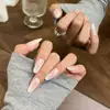 Arte de uñas ojo de gato con lunares color durazno electrochapado, elegante y con estilo, favorecedor y versátil, uñas postizas hechas a mano, producto terminado al por mayor