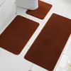 Juego de Tres Piezas para Baño Transfronterizo, Alfombra de Piso Absorbente para Baño Imitación Cachemir, Felpudo Resistente a Manchas, Alfombrilla Antideslizante para Pies de Baño Color Liso para el Hogar