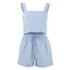 Conjunto de Pijama de Chaleco a Rayas y Shorts Nuevo Estilo Europeo y Americano Verano 2023 Cómodo y Moderno Ropa de Casa para Mujer