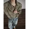 Camisa de manga larga con cuello estilo retro americano tie-dye para hombre, estilo primavera y otoño, camisa casual de corte holgado adecuada para usar en capas o como prenda exterior