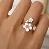Anillo de Flor de Pétalo con Goteo de Aceite Retro Moda Joyería Transfronteriza Europea y Americana Anillo de Junta Abierta Sensación de Gama Alta Dopamina