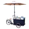 Carrinho de barraca de triciclo movido a pedal estilo europeu, triciclo de burro reversível, carrinho de barraca de comida multifuncional para feira noturna