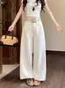 Foto Real de Jeans de Pierna Ancha de Nuevo Estilo de Primavera para Mujer, de Tiro Alto, Silueta A que Adelgaza, Pantalones Rectos Cropped Versátiles para Figuras Pequeñas