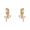 Pendientes de Clip Metálicos Cepillados con Lazo, Diseño Minimalista de Moda de Nicho, Pendientes Versátiles Dulces de Lujo Ligero Personalizados al por Mayor