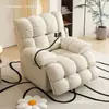 Cadeira de Sofá Individual Multifuncional Cor Creme Reclinável e para Dormir Sala de Estar Quarto Cadeira de Balanço Espaço de Primeira Classe Sofá Preguiçoso Cabine
