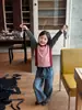 Cor Tendência Nova Outono 2026 Color-Block Durável Camiseta Interna Infantil, Macia e Confortável Camada Base Moda Início do Outono para Meninas