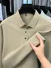 Camiseta de manga larga de alta gama para hombre, primavera/otoño 2026, cuello camisero, polo de retazos, color liso, top versátil estampado