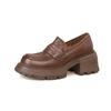 Mocasines de Piel Genuina con Suela Gruesa para Mujer, Nuevos Zapatos de Primavera y Otoño 2025 para Mujer, Zapatos de Vestir de Estilo Británico, Zapatos Pequeños de Piel para Mujer