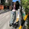 Jeans Rectos de Estilo Americano para Mujer, Nuevos de Moda, Tiro Bajo, Corte Ajustado, Versátiles, Textura Fresca, Pantalones Fluidos de Largo Hasta el Suelo