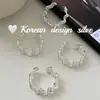 Estilo Coreano Ins Diseño de Nicho Moda Elegante Fresco Joyería Anillo de Ola de Tres Capas de Plata de Ley S925 Simple