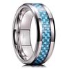 Anillo de Acero de Tungsteno de 8 mm, Nuevo, Superventas Transfronterizo Europeo y Americano, Moderno y Versátil, Electrochapado Negro con Fibra de Carbono Azul, Venta al por Mayor