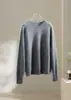 MalvaviscoNiebla Cepillado~Lana Cachemir Cuello Redondo Manga Larga Tejido Superior para Mujer Otoño Invierno Versátil Suéter Superior