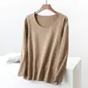 Novos estilos de outono e inverno: Tops básicos de gola redonda, manga longa, plus size para mulheres, com cores lisas, corte justo e espessura adicional para aquecimento