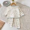 Ropa Casual para el Hogar Otoño Nuevo Bebé Niña Manga Larga Pantalones Terciopelo Floral Pijama Conjunto de Dos Piezas Traje para Niñas Moda