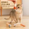 Amazon Cross-Border Bola Elástica de Pena para Gato Auto Prazer e Alívio do Tédio Lançamento Bola Interativa Pena Esportiva Elástica Criativa