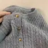 Cárdigan de lana estilo coreano para otoño e invierno 2026, prenda exterior para mujer, cuello redondo de punto trenzado, suéter grueso de color liso, capa exterior de punto de cachemira