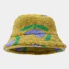 Chapéu de Balde de Pelúcia Estampado Moderno e Estiloso para Mulheres, Estilo Universitário, Fofo de Celebridade da Internet, Chapéu de Pescador Quente de Inverno