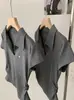 Camiseta de Manga Corta con Cuello Polo Omalai para Mujer Primavera y Verano Nuevo Estilo Plisada Cintura Ajustada Top Corto 5978