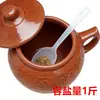 Tarro de Sal Cerámica Tarro de Condimentos Hogar Cocina Antiguo a Prueba de Humedad Tarro para Manteca con Tapa Resistente a Altas Temperaturas Cuchara Tarro de Aceite de Chile