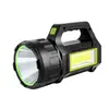 Linterna LED Recargable Solar Foco Portátil con Luz Lateral COB Antorcha de Mano de Alta Potencia Carga USB para Acampar al Aire Libre Búsqueda de Emergencia 350LM