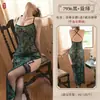 Selección de Feimu de Sexy Qipao Estilo Chino con Abertura, Revelando Glúteos, Entrepierna Abierta, Sedoso, Atractivo, Lencería Transparente