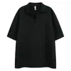 Camiseta Retro de Verano con Cuello y Manga Corta para Hombre, Camisa Polo Holgada de Media Manga de Marca de Moda, Top Casual Estilo Coreano