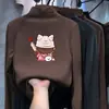 Roupa íntima infantil quente de gola alta parcial para outono e inverno, top estiloso de manga comprida para meninas, camiseta básica redonda de veludo alemão da moda