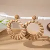 Pendientes de Aro Exagerados Únicos de Rafia, Pendientes Largos Estilo Vacaciones, Joyería Transfronteriza de Primavera, Venta al por Mayor de Pendientes