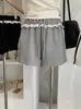 KEKEZOON Pantalones Cortos Deportivos de Verano para Mujer con Encaje Patchwork, Cintura Alta Elástica, Pierna Ancha Línea A, Hot Pants 7438