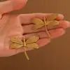 Design Personalizado Aço Titânio Brincos Libélula Retrô Elegantes Franceses Brincos com Textura Exagerada Brincos para Dropshipping