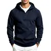 Sudadera con capucha de otoño/invierno para hombre, de color liso, con media cremallera y manga larga, diseño casual con bolsillo tipo canguro, de importación europea y americana.