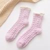 Calcetines de Piso para el Hogar de Otoño e Invierno, Calcetines de Coral Fleece hasta la Mitad de la Pantorrilla para Mujer, Lindos, Forrados de Polar, Calcetines Gruesos para Dormir, Calcetines Cálidos de Pata de Gato para Dormir