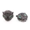 Pulsera de cuentas con cabeza de leopardo de circonita negra micro incrustada, accesorios de cuentas, cuentas de circonita, accesorios para pulseras de joyería DIY