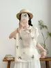 Ropa de Verano 2026 Estilo Japonés Botones Ramio Estampado Floral Holgado Suéter para Mujer Camisa Top de Manga Corta