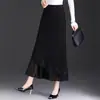 Falda para Mujer con Adorno de Encaje 2026 Otoño Nueva de Cintura Alta Adelgazante de Longitud Media Irregular Falda Larga Elegante